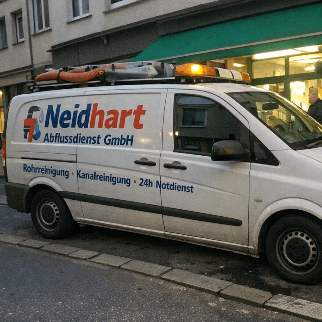 Einsatzfahrzeug bereit für eine Rohrverstopfung in der Region